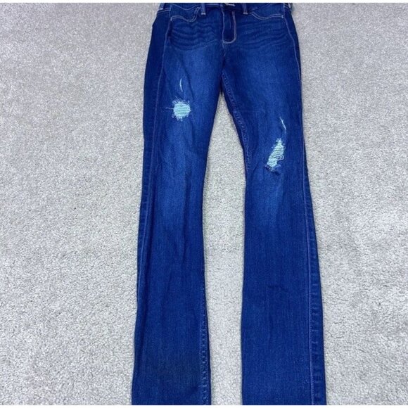 Hollister Ultra High Rise Jegging Distressed Faux Pockets Blue Size 1 - Picture 9 of 13